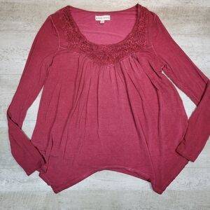 Knox Rose red long sleeve open crochet blouse size medium